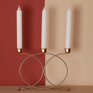 Support de bougie en fer coloré, finition enduite, rond, élégant, pour mariage et décoration de la maison, offre spéciale - Product Image 1