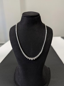 Graduated Round Cut Diamond Riviera Tennis <b>Necklace</b> 10.00 Ct DEF VVS Lab Grown Diamond In 14K Gold Daily Wear Gift - Product Image 1