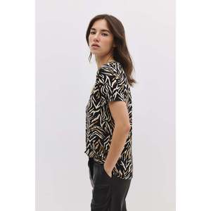 Camiseta Casual de Mujer con Cuello en V, Estampada, con Lazo, Transpirable, de Algodón, Tallas XS XXS, Versión Ajustada, Corta, Verano, Holgada - Product Image 4