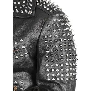 Chaqueta de Cuero Estilo Punk Otoñal, Piel de Oveja Genuina, Reversible, con Cierre, Impermeable - Product Image 3