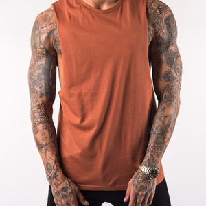 Camisetas sin mangas de nuevo diseño para hombre, camiseta de rapero de ajuste holgado con fondo de angustia, Camiseta de algodón pesado con lavado ácido para hombre - Product Image 6