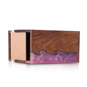 Urne funéraire en bois artisanale avec incrustation de résine rose, souvenir commémoratif - Product Image 6