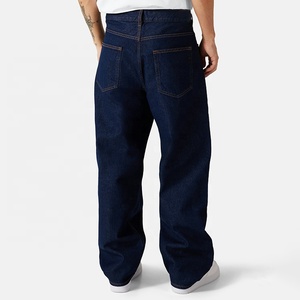 Vente en gros de jeans en denim de style nouveau pour la saison 2025/26, vente chaude, denim brut bleu marine avec logo brodé, coupe ample, jeans pour hommes - Product Image 3