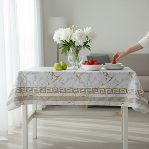 Premium Floral PVC Vinyl <b>Table</b> <b>Cover</b> Woven Technique Eco-Friendly Waterproof Oilproof Washable 140x180cm Modern Designed Home - Product Image 1