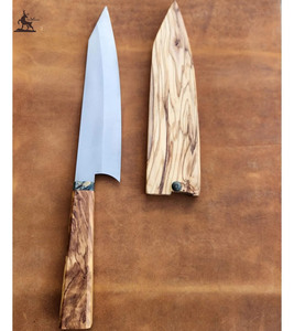 Cuchillo de cocina profesional hecho a mano con acero de alto carbono personalizable OEM regalo personalizado cuchillo de chef de vaina de madera - Product Image 3