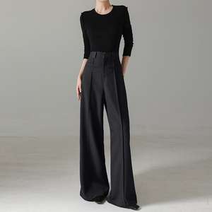 Pantalon de costume décontracté pour femme, taille haute, coupe ample, nouvelle mode printemps, uni, grande taille, anti-boulochage, longueur totale, braguette boutonnée - Product Image 1