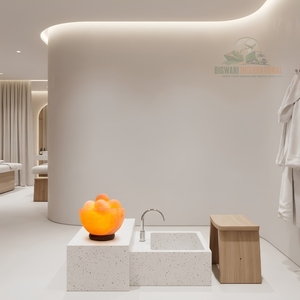 Lampe de table à intensité variable en sel rose de l'Himalaya naturel, écoresponsable, faite à la main, avec boules de massage, pour la relaxation - Product Image 2