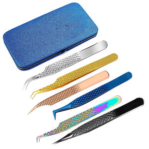5 Pieces Professional Stainless Steel <b>Eyelash</b> <b>Tweezers</b> Sets Straight/Curved Tips for <b>Eyelash</b> Extensions (Customizable Packaging - Product Image 2