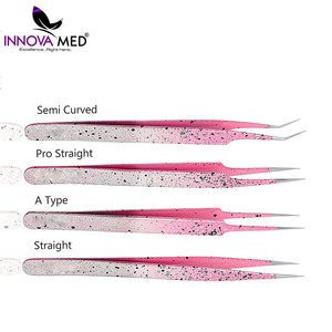 Pince à cils de haute qualité en acier inoxydable premium, pinces à cils faites à la main, antidérapantes, à pointes courbes et droites, outil professionnel - Product Image 5