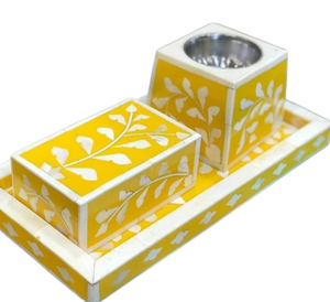 Traditional Pvt Ltd Arabic Incense Burner Set Floral Ramadan Gift with <b>Bone</b> Inlay for Bakhoor Indoor Usage - Product Image 1