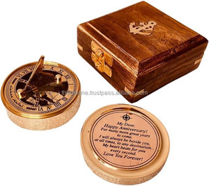 Wholesale Manufacturer Engraved Nautical Brass Sundial Compass Perfect Guide Camping Hiking <b>Presented</b> Wooden <b>Box</b> Gift Husband - Product Image 2