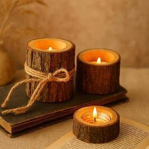 Portavelas minimalista de madera para decoración del hogar, centro de mesa para sala de yoga, estilo rústico, idea de regalo relajante - Product Image 6