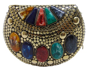 Bolso de mano con cuentas de metal dorado Multicolor, para chicas y mujeres - Product Image 1