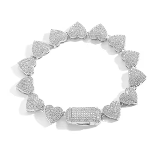 Collar de cadena cubana en forma de corazón de lujo de 10MM, Diamante cultivado en laboratorio helado de oro amarillo para compromiso de boda de moda Hip Hop perfecto - Product Image 3