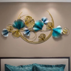 Bleu abstrait concepteur métal mur Art Gingko feuilles décoratif suspendu Art mural pour salon Hall mariage pour Diwali décor - Product Image 2