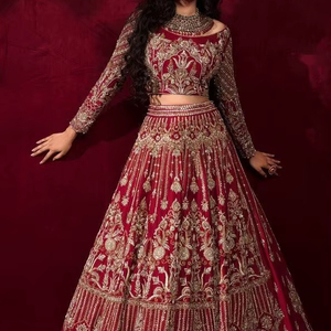 New Heavy Embroidered Silk <b>Blouse</b> with Long Sleeves Wedding Dress Embellished Crystal Glass Beads Dabka Work 2024 Collection - Product Image 1