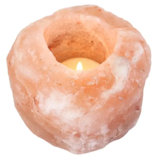 Il portacandele rosa himalayano illumina il tuo spazio con bellezza naturale o una persona cara al dono del relax.