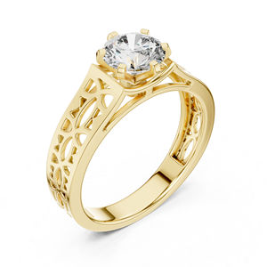 แหวนเพชรทรงกลมที่เพาะเลี้ยงในห้องปฏิบัติการ ทองคำขาว 14K |   แหวนหมั้น |   เพชรที่เพาะเลี้ยงใหม่ - Product Image 5