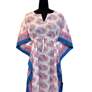 Robe de caftan pour femmes Robe de luxe confortable Taille longue imprimée à la main en voile de coton doux Caftan de nuit à vendre à un prix bon marché - Product Image 5