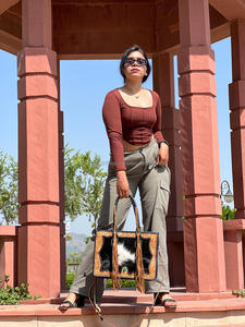 Gypsy Westernหนังวัวแท้ผู้หญิงแฟชั่นกระเป๋ามือด้วยมือToolledดอกไม้และSolitaireออกแบบพร้อมสต็อกกระเป๋า - Product Image 2