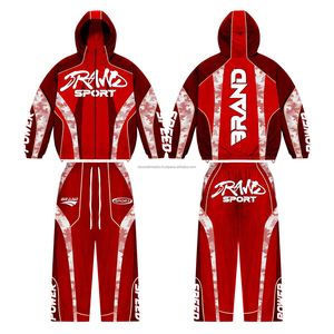 Ensemble de survêtement deux pièces pour homme en polaire technique polyester avec logo personnalisé, comprenant un sweat à capuche zippé et un pantalon de jogging - Product Image 2