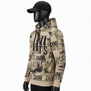 Sweat à capuche pour homme en coton et polyester de qualité supérieure, polaire 300 GSM, doux et chaud, imprimé sur toute la surface, logo personnalisé, sweat à capuche basique pour homme - Product Image 4