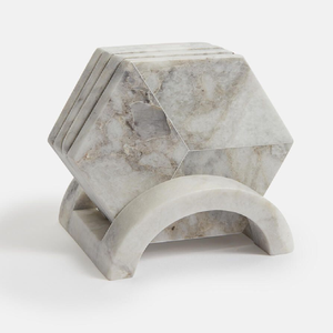 Polished <b>white</b> marble circular <b>coasters</b> with a single gold line for chic table decor. Available at wholesale prices. - Product Image 6