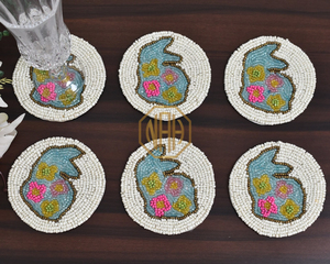 Posavasos con cuentas hechos a mano de fábrica, alfombrillas decorativas redondas para bebidas para mesa de comedor, soporte para taza de té y café, suministro al por mayor a granel - Product Image 5