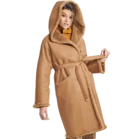 Hochwertiger italienischer hand gefertigter, reversibler, weicher und leichter zweireihiger Lammfell mantel mit Kapuze für Frauen