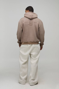 Sweat à capuche épais pour homme, personnalisé, imprimé et brodé, coupe oversize, en molleton de coton uni 500g, sans cordon - Product Image 6