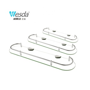 Usine directe en vrac vente verre trempé support en acier inoxydable douche organisateur étagères coin pour Boutique <span class=keywords><strong>pharmacie</strong></span> salle de bain - Product Image 3