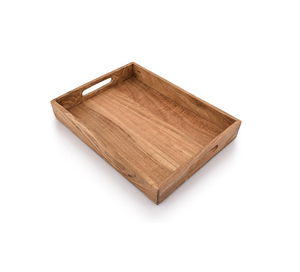 Plateau de service rectangulaire en bois fait main Divris avec poignée, finition polie, sans danger pour les aliments, pour usage domestique - Product Image 1