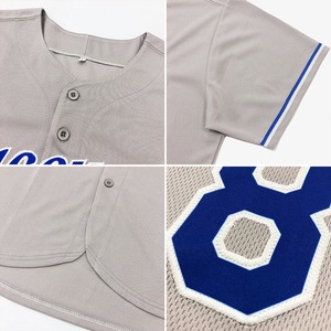 Maillot de baseball authentique gris rouge-marine personnalisé - Product Image 6