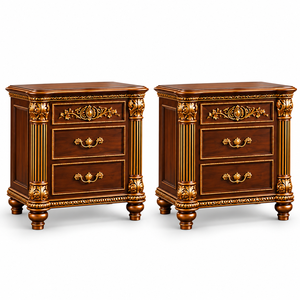 Ensemble de chambre à coucher Royal Regency en teck massif fait main, taille King, avec tête de lit capitonnée sculptée à la main et tables de chevet assorties, pour villas aux États-Unis - Product Image 3