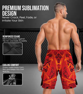 Pantalones Cortos Deportivos QST Elásticos y Transpirables, Totalmente Sublimados, para MMA y BJJ - Product Image 2