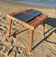 Table de pique-nique en bois d'acacia de haute qualité, table pliante avec poignée en corde pour plage et Camping