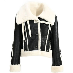 Vestes en cuir Shearling pour femmes, tricotées, isolées, pour les voyages d'hiver et le quotidien - Product Image 4
