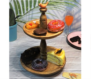 Lite Brown Color 2 Tier Wooden Round <b>Cake</b> <b>Stand</b> Flower Romantic Handmade Customized Items - Product Image 2