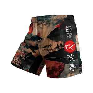 Pantalones cortos de lucha MMA de alta calidad, poliéster duradero, elástico estirado en 4 vías, impresión por sublimación sólida media, diseño con incrustaciones de goma - Product Image 5