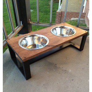 Cuenco de agua de comida para perros de acero inoxidable pulido al por mayor con base de madera, vajilla de lujo ecológica - Product Image 6