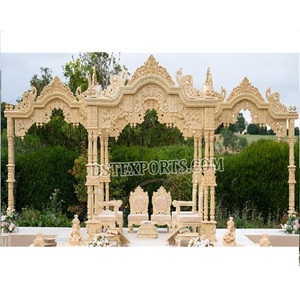 Mariage extérieur aspect bois fibre Mayur Mandap jardin thème indien mariage Mandap superbe gujarati mariage décor fibre Mandap - Product Image 1