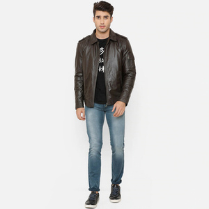 Vêtement de mode Veste en cuir pour homme Vintage Imperméable Respirant Coupe-vent Design personnalisé Cuir véritable de haute qualité Rue - Product Image 2