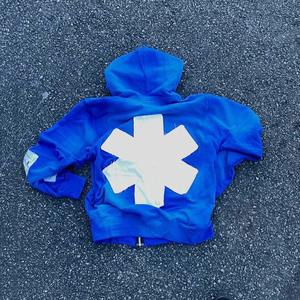 Alta calidad personalizado 100% algodón pesado Zip Up Vintage Sun Faded ácido lavado apliques desgastado bordado sudaderas con capucha para hombres - Product Image 2