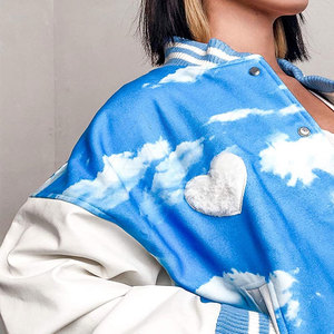 Chaqueta universitaria Letterman de estilo Vintage de talla grande para mujer, forro de lana, lana de punto sostenible para uso en otoño, venta al por mayor para - Product Image 6