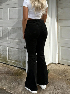 Women High Waist Flare Bottom <b>Denim</b> Jeans Ripped Light Wash Y2K Vintage <b>Stretch</b> Trendy Streetwear Fashion Pants - Product Image 4