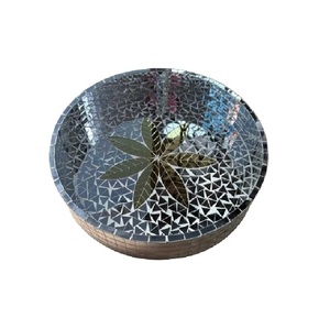 Plateau de service moderne en mosaïque noir fait main au design unique avec poignées, qualité alimentaire, ADIBA HOME DECOR Inde - Product Image 1