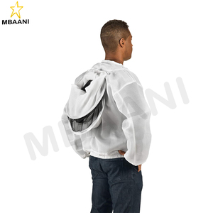 Veste d'abeille trois couches couleur blanche avec voile rond. - Product Image 4