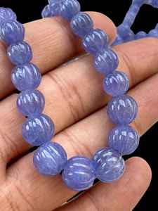 ลูกปัดทรงกลมแกะสลักจาก Tanzanite แท้ลายแตงโมอัญมณีสีฟ้าธรรมชาติผลิตจาก2025อินเดีย - Product Image 6