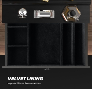 Luxury Cologne Organizer for Men 4 Tier Wood Perfume Display Holder with Felt Lining Drawer Hidden Compartment <strong>Bathroom</strong> <strong>Storage</strong> - Product Image 3