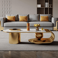 Tables basses modernes en acier inoxydable titane et marbre Meubles de salon luxueux légers pour la maison InstantTraders